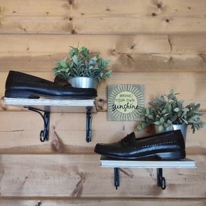 Gorogio Brutini Premiere Exotic Leather Black Penny Loafers Snake Moc Toe Sz 9 D